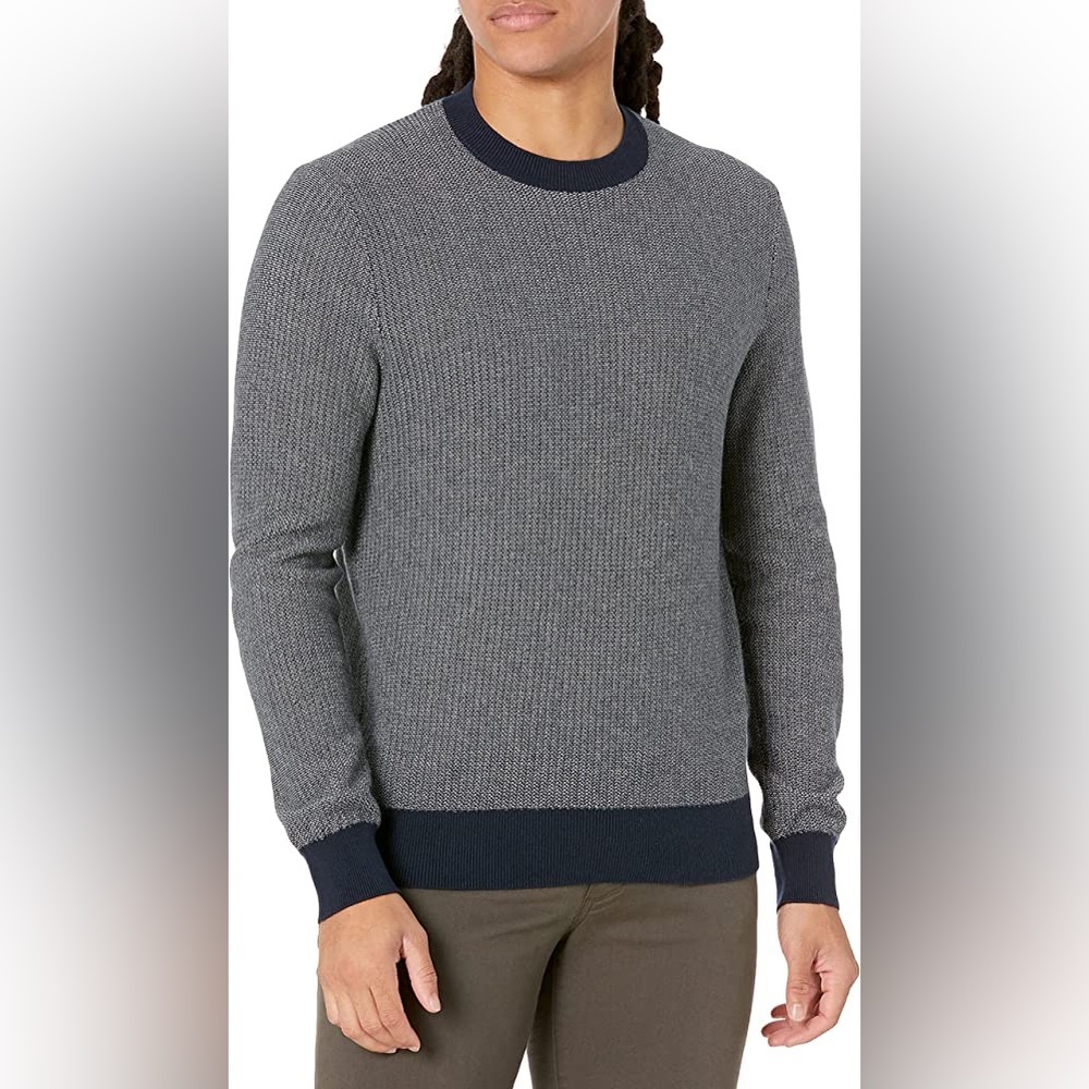 CLUB MONACO Cotton-Wool Long Sleeve Texture Crew Sweater